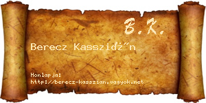 Berecz Kasszián névjegykártya